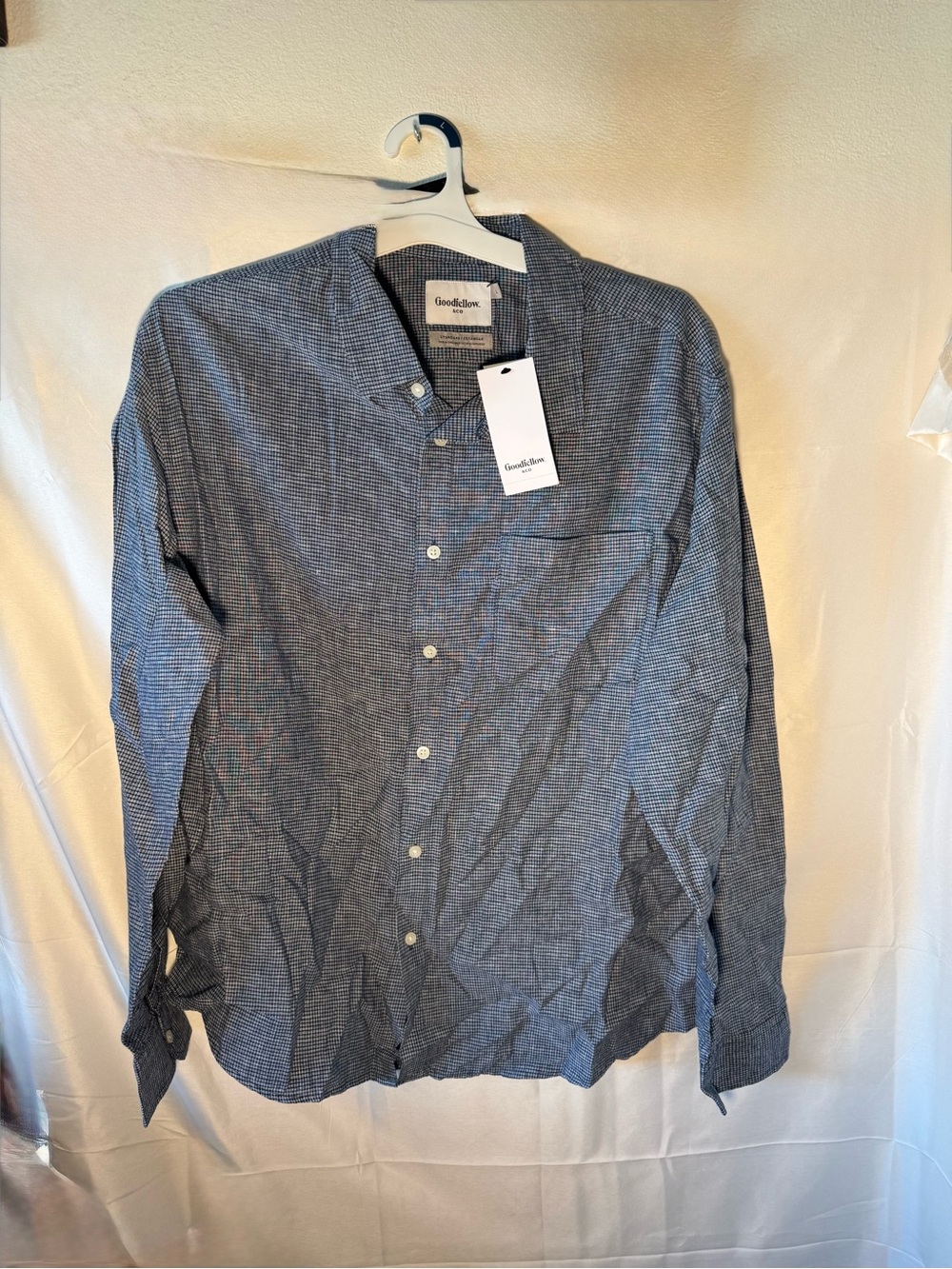Goodfellow & Co Blue Micro-Check Button-Up Shirt